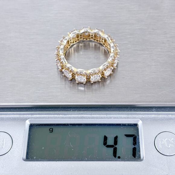 Gold-Tone Cubic Zirconia Eternity Wedding Band | Sterling Silver 925 | Size 7 - Picture 9 of 9